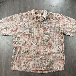 COOKE STREET Honolulu Vintage Mens L tapa print Hawaiian Shirt 100% Cotton